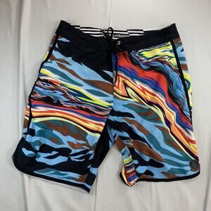 Volcom Mod Tech Boardshorts Mens Size 33 Swim Trunks Shorts Surfer AOP Colorful